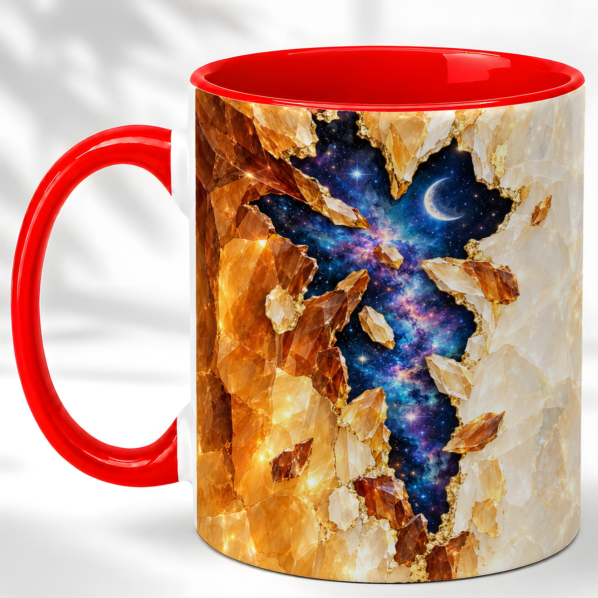Galaxy Cross Coffee Mug, Celestial Faith Mug, Ceramic Cup, Cosmic Art