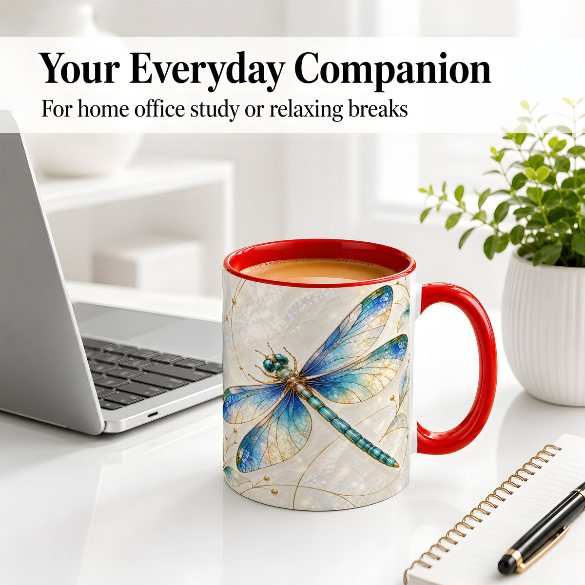 #pl[11oz|Red] Blue Dragonfly Ceramic Mug with Jewel-Inspired Nature Artwork