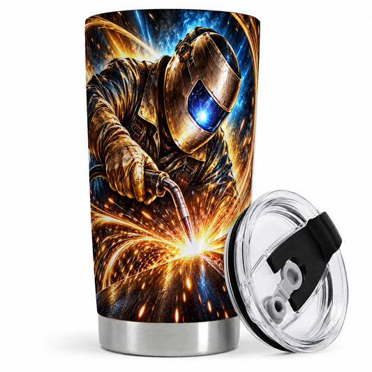 Welder Sparks 20oz Tumbler with Industrial Work Artwork