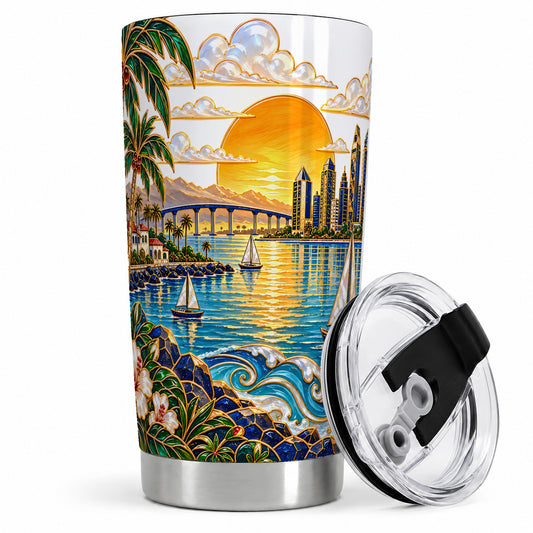 Coastal Sunset Skyline Sailboats 20oz Tumbler for Travel and Office
