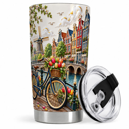 Amsterdam Canal Bicycle Tulips 20oz Tumbler for Travel and Office