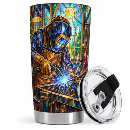 Welding Workshop 20oz Tumbler, Welder Sparks Art for Metalworkers