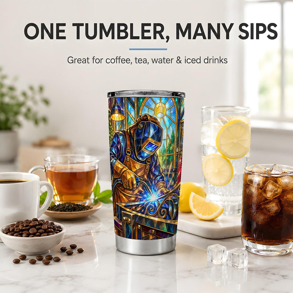 Welding Workshop 20oz Tumbler, Welder Sparks Art for Metalworkers