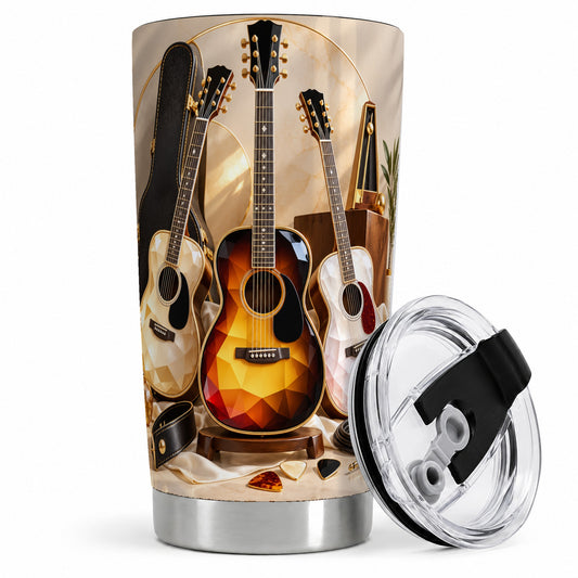 Acoustic Guitar 20oz Tumbler, Music Instrument Art for Guitar Players