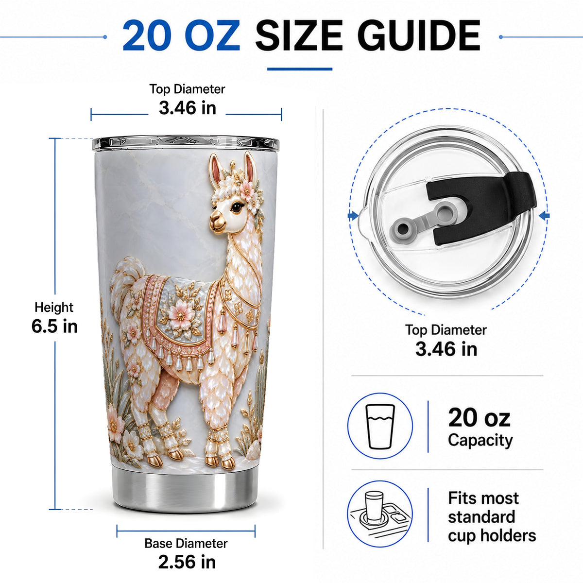 #pl[20oz|Steel] Floral Alpaca 20oz Tumbler with Cactus and Desert Artwork