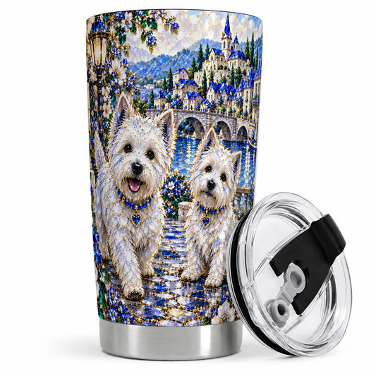 Scenic White Terrier Floral 20oz Tumbler for Dog Lovers