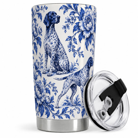 Blue Floral Pointer Dog 20oz Tumbler for Dog Lovers