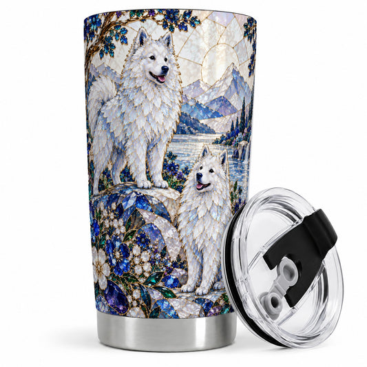 Scenic White Spitz Dog 20oz Tumbler for Dog Lovers