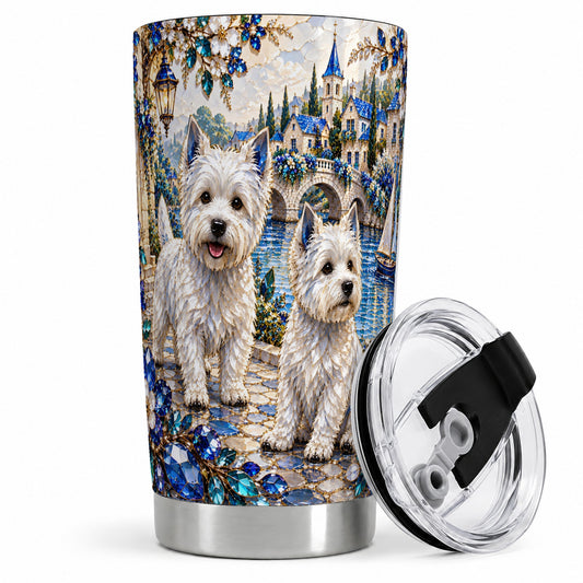 Blue Scenic White Terrier 20oz Tumbler for Dog Lovers