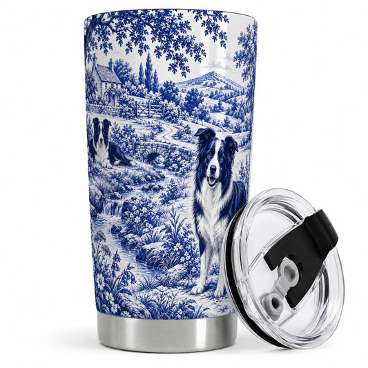 Border Collie Blue Countryside Art 20oz Tumbler for Dog Lovers