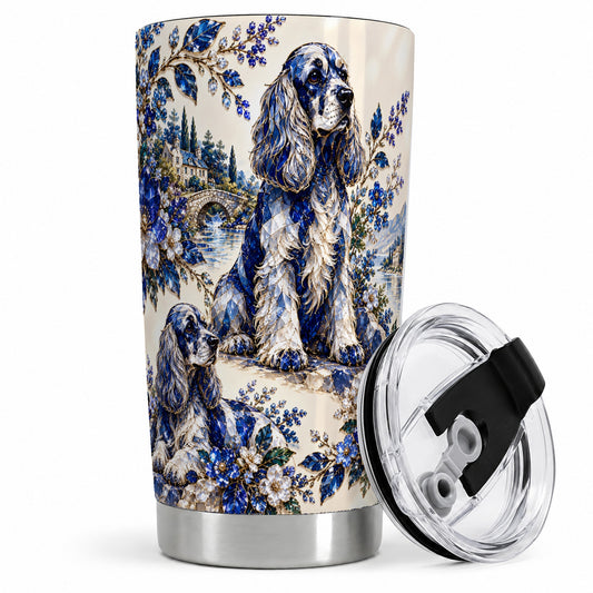 Cocker Spaniel Blue Gem Floral Art 20oz Tumbler for Dog Lovers