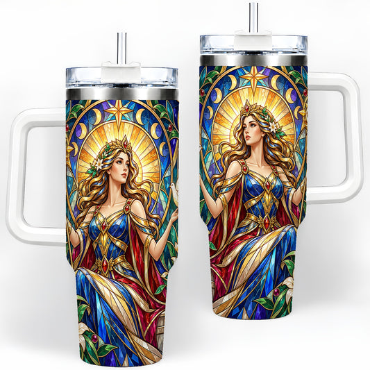 Celestial Goddess 40oz Tumbler with Stained Glass Fantasy Art