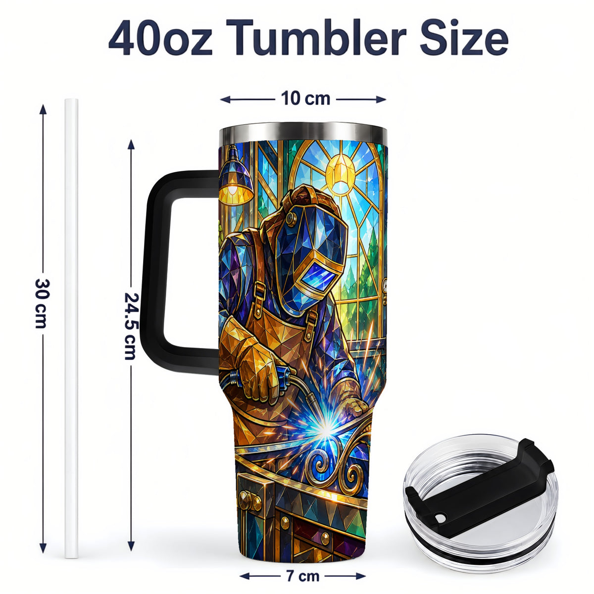 #pl[40oz|Black] Welding Workshop 40oz Tumbler, Welder Sparks Art for Metalworkers