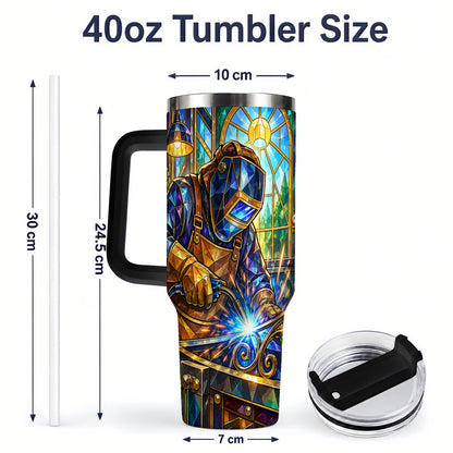 #pl[40oz|Black] Welding Workshop 40oz Tumbler, Welder Sparks Art for Metalworkers