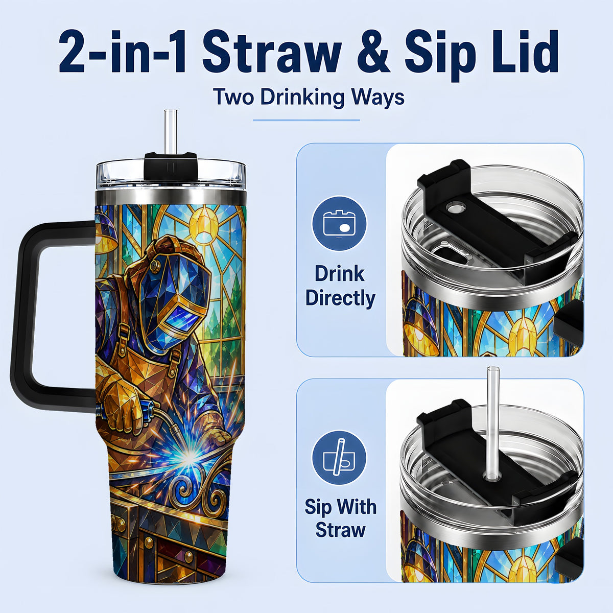 #pl[40oz|Black] Welding Workshop 40oz Tumbler, Welder Sparks Art for Metalworkers