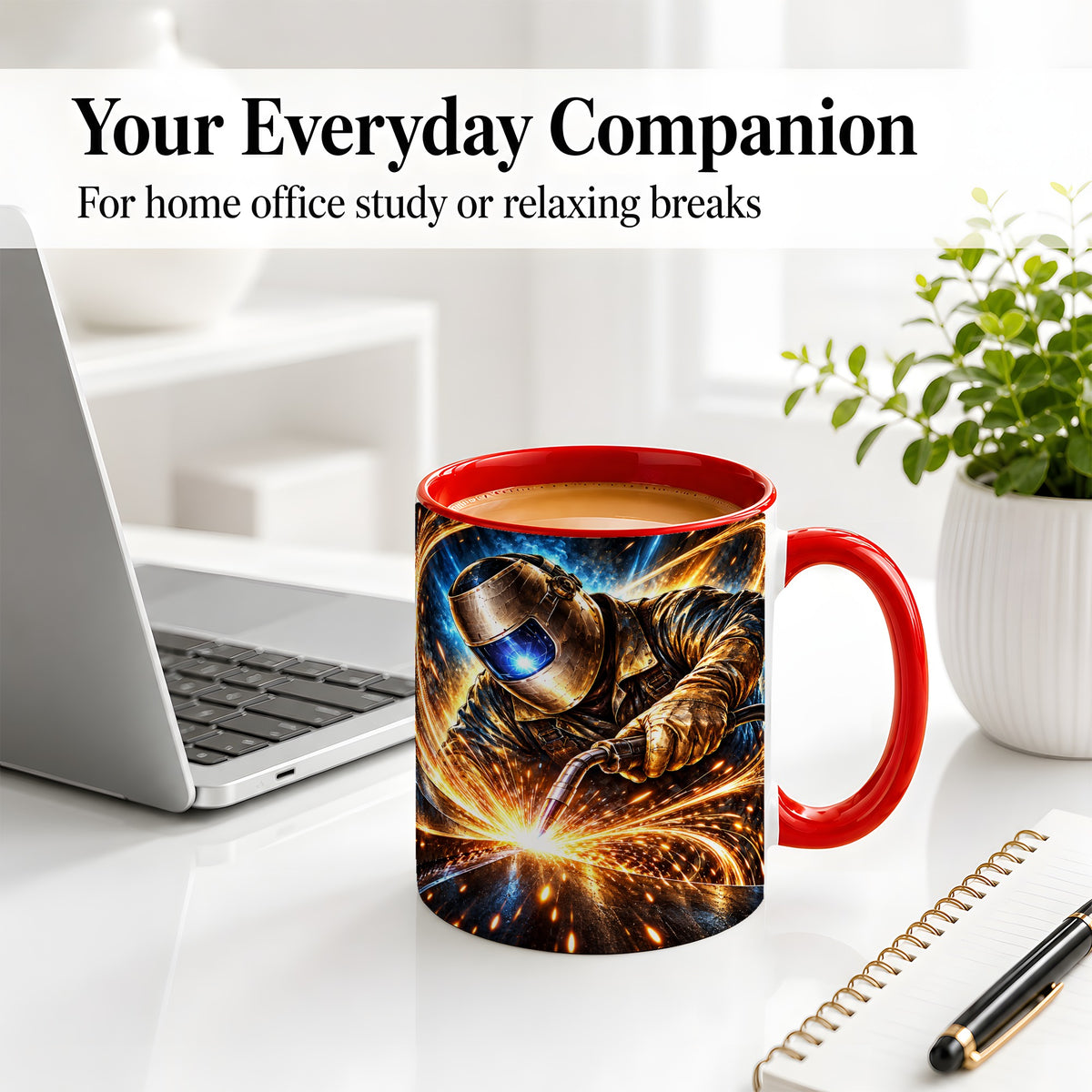 #pl[11oz|Red] Welder Sparks Ceramic Mug with Industrial Work Artwork