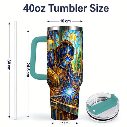 #pl[40oz|Green] Welding Workshop 40oz Tumbler, Welder Sparks Art for Metalworkers