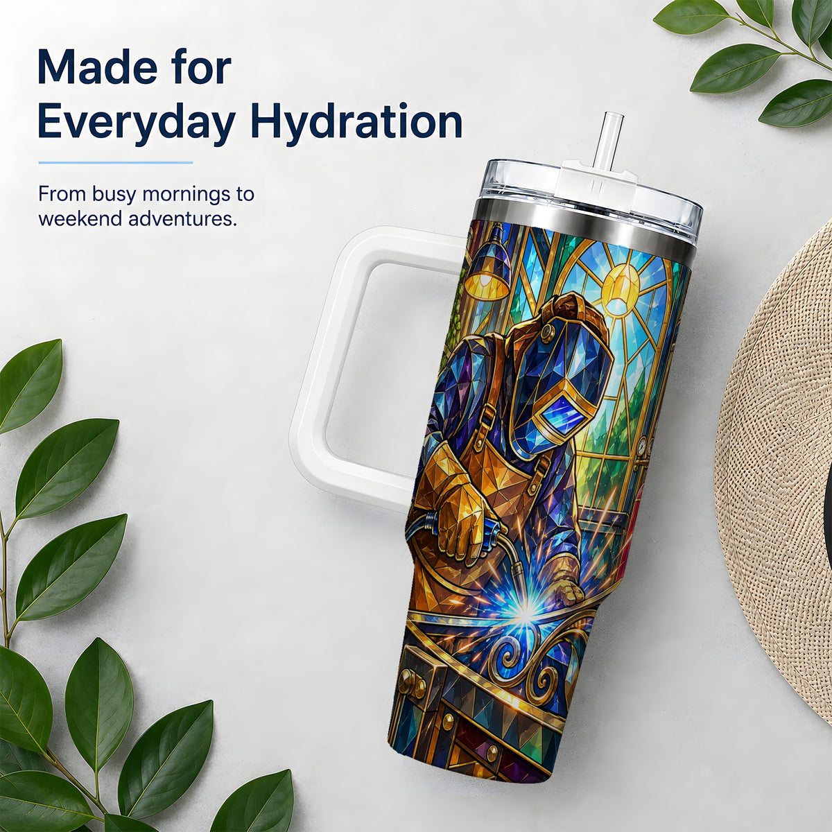 Welding Workshop 40oz Tumbler, Welder Sparks Art for Metalworkers