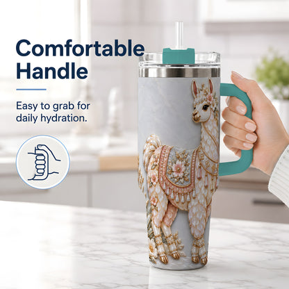 #pl[40oz|Green] Floral Alpaca 40oz Tumbler with Cactus and Desert Artwork