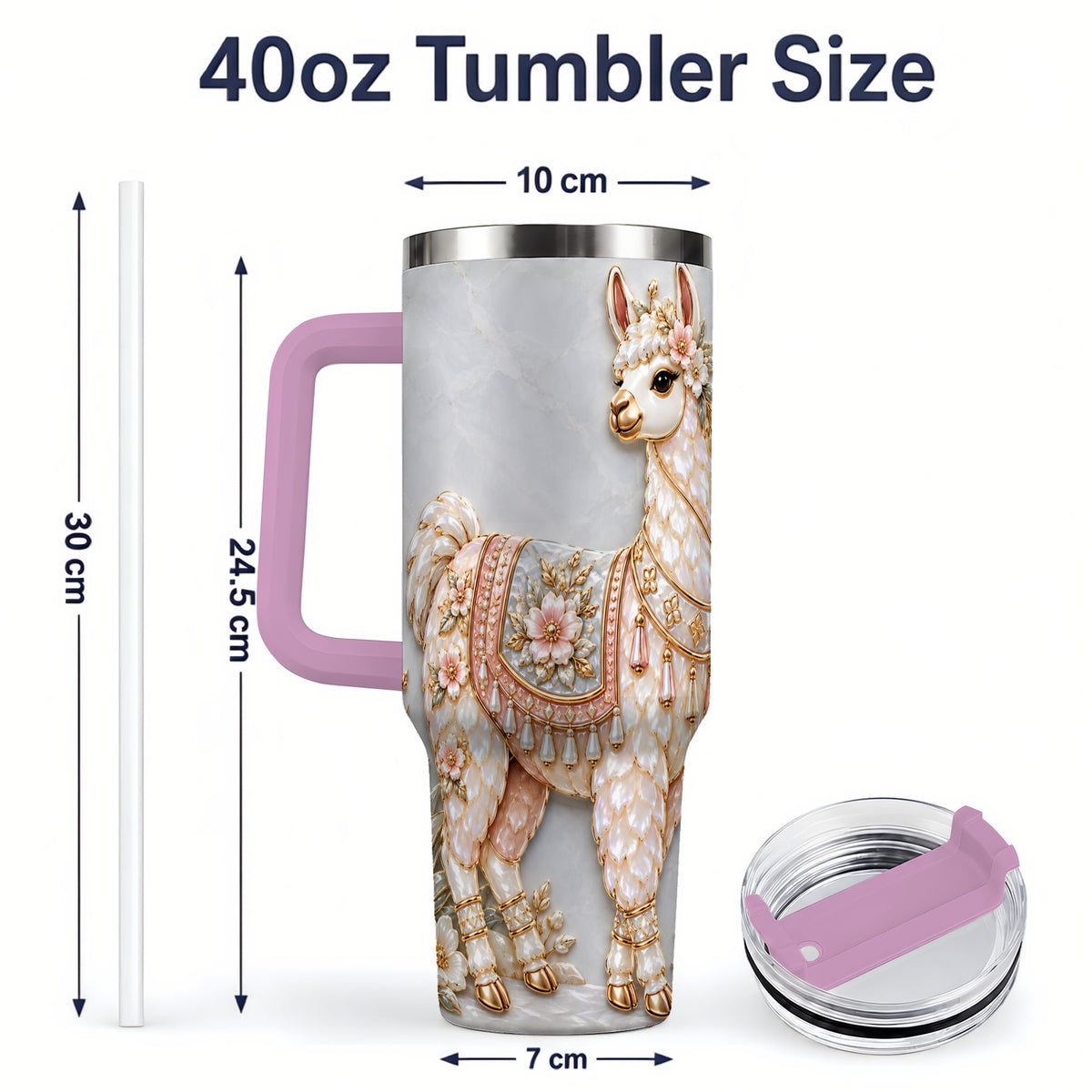 #pl[40oz|Pink] Floral Alpaca 40oz Tumbler with Cactus and Desert Artwork