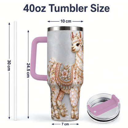 #pl[40oz|Pink] Floral Alpaca 40oz Tumbler with Cactus and Desert Artwork