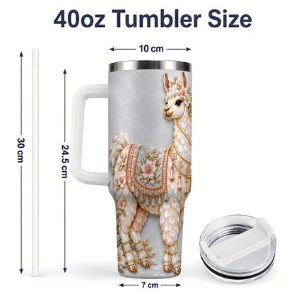 #pl[40oz|White] Floral Alpaca 40oz Tumbler with Cactus and Desert Artwork