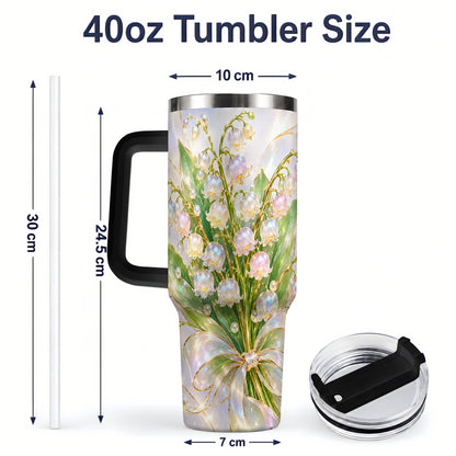 #pl[40oz|Black] Lily of the Valley Ribbon Tumbler, 40oz Iridescent Floral Drinkware