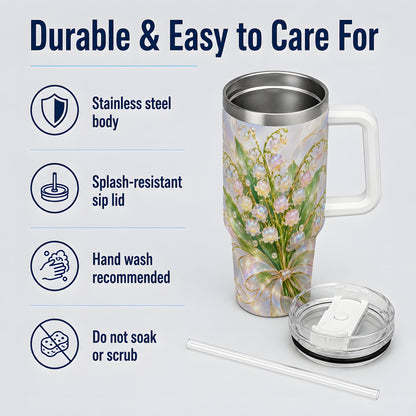 Lily of the Valley Ribbon Tumbler, 40oz Iridescent Floral Drinkware