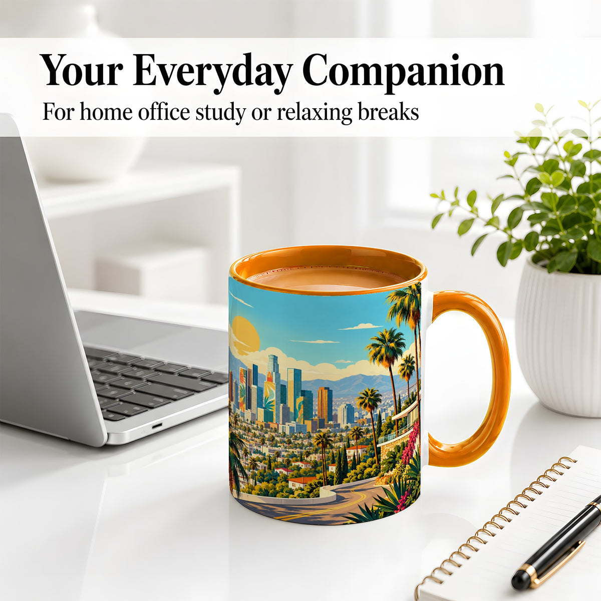 #pl[11oz|Orange] California Palm City Skyline Ceramic Mug for City Lovers