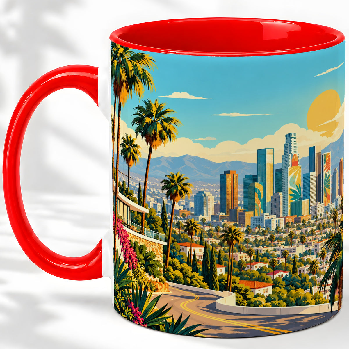 California Palm City Skyline Ceramic Mug for City Lovers