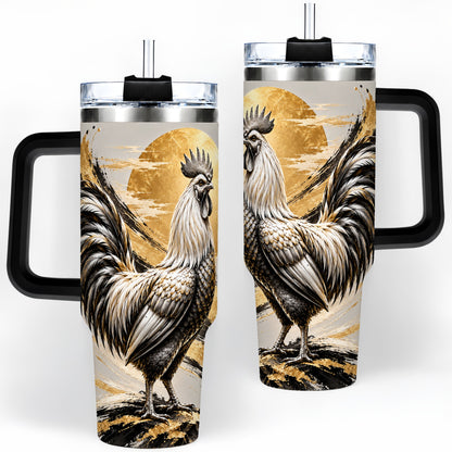 #pl[40oz|Black] Black Gold Rooster 40oz Tumbler for Rooster Lovers