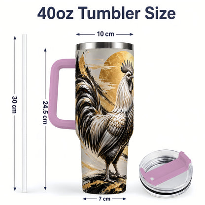 #pl[40oz|Pink] Black Gold Rooster 40oz Tumbler for Rooster Lovers