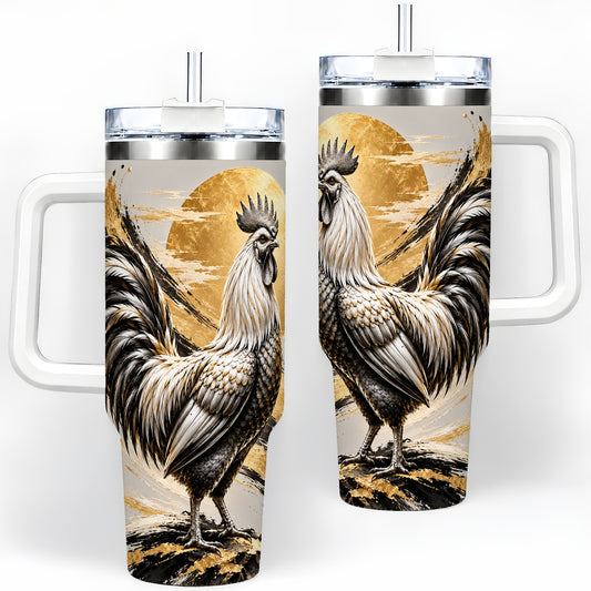 Black Gold Rooster 40oz Tumbler for Rooster Lovers