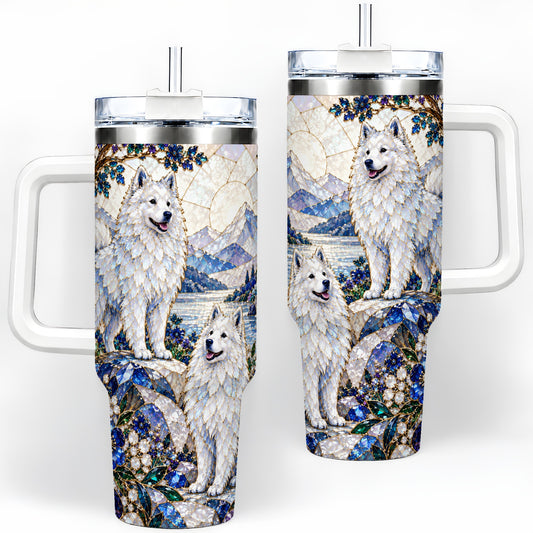 Scenic White Spitz Dog 40oz Tumbler for Dog Lovers