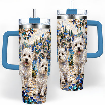 #pl[40oz|Blue] Blue Scenic White Terrier 40oz Tumbler for Dog Lovers