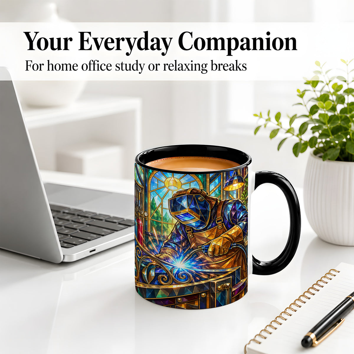 #pl[11oz|Black] Welding Workshop Ceramic Mug, Welder Sparks Art for Metalworkers
