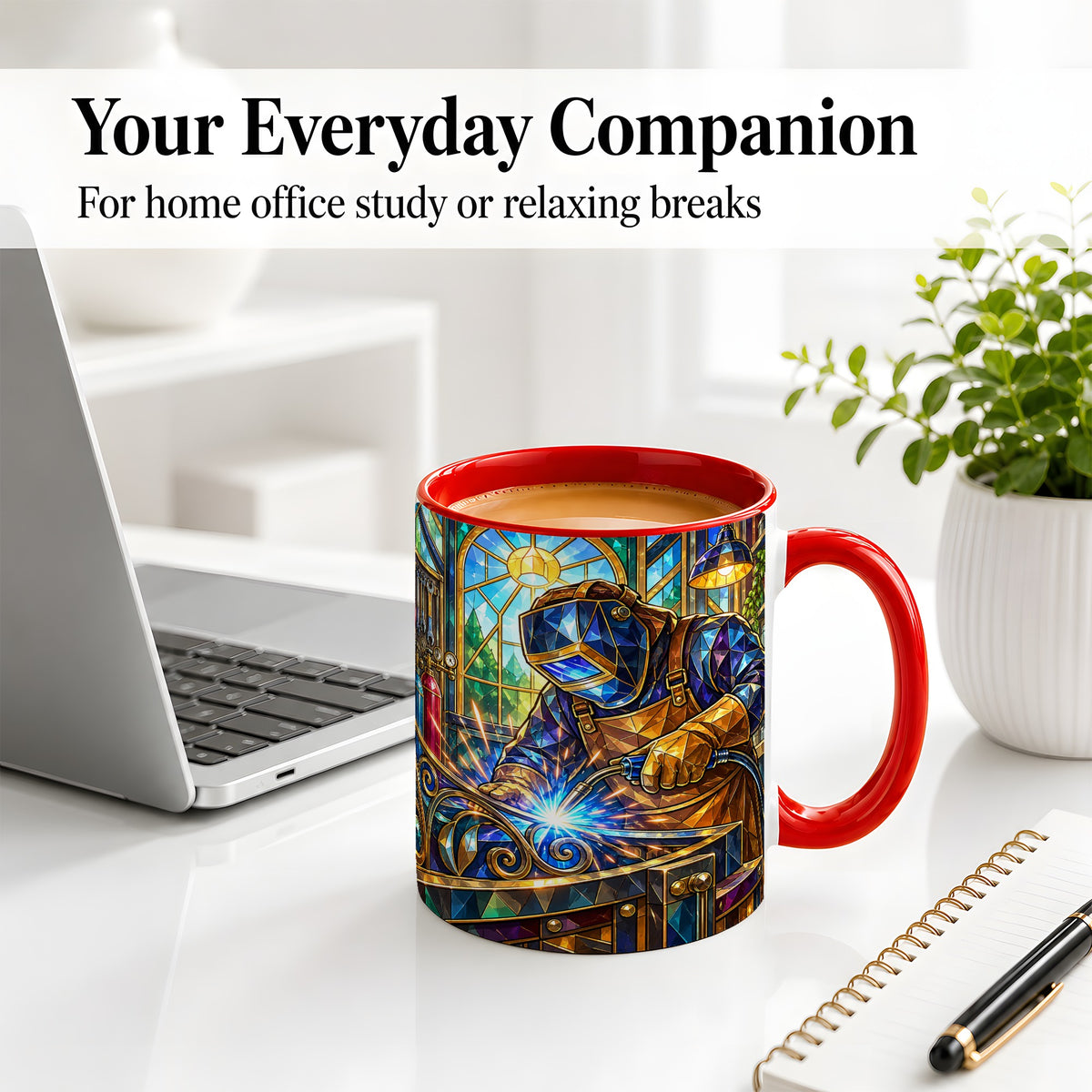 #pl[11oz|Red] Welding Workshop Ceramic Mug, Welder Sparks Art for Metalworkers