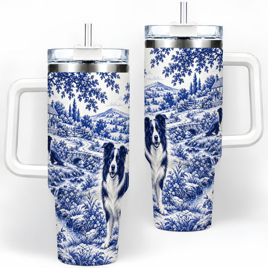 Border Collie Blue Countryside Art 40oz Tumbler for Dog Lovers