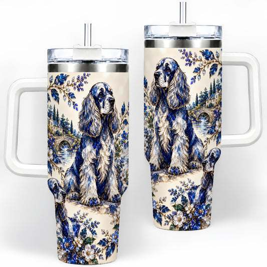 Cocker Spaniel Blue Gem Floral Art 40oz Tumbler for Dog Lovers