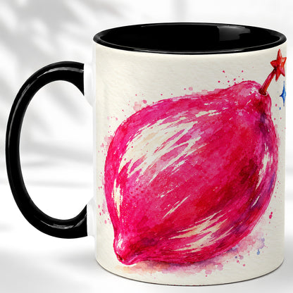 #pl[11oz|Black] Pink Shooting Star Coffee Mug, Watercolor Celestial Mug, Ceramic Cup