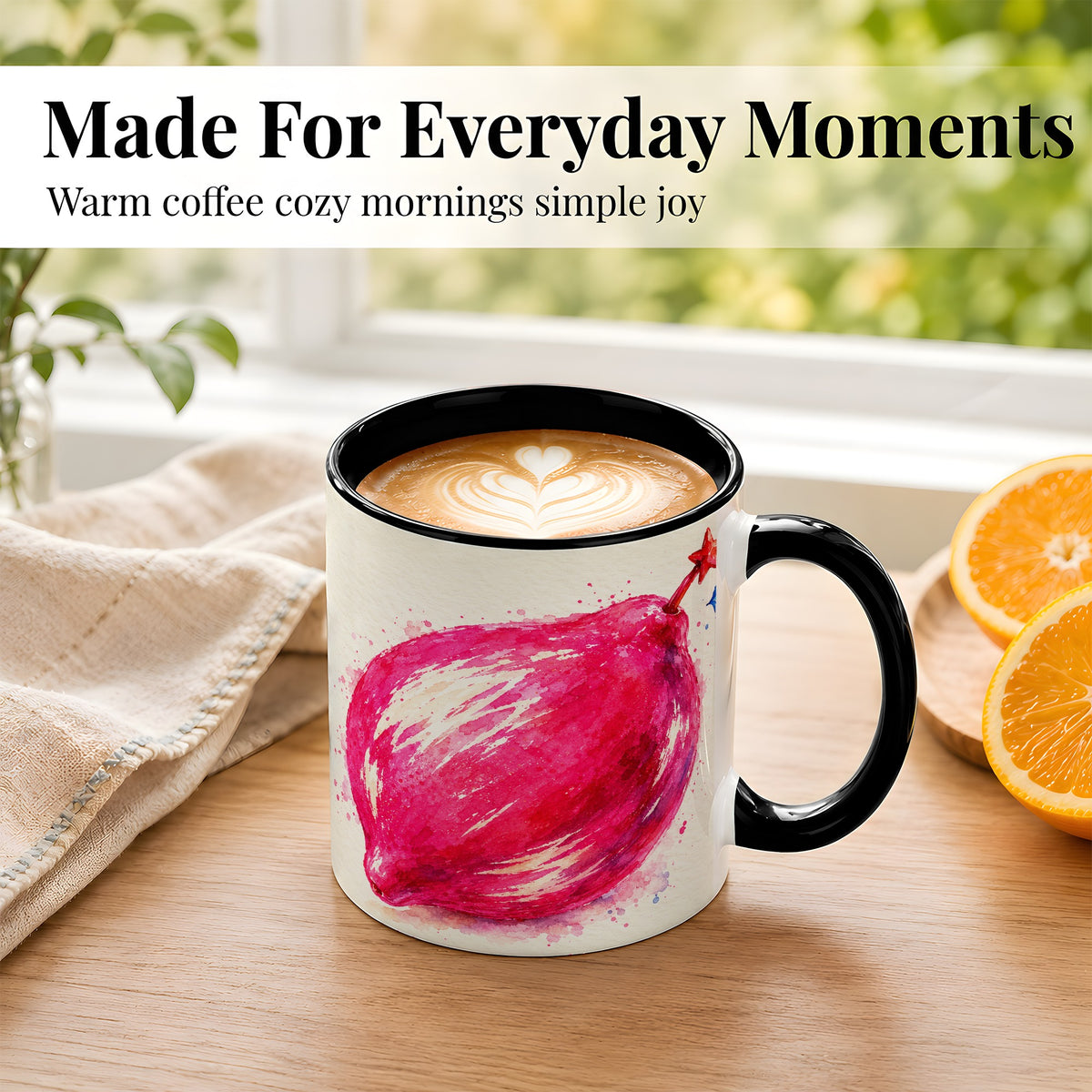 #pl[11oz|Black] Pink Shooting Star Coffee Mug, Watercolor Celestial Mug, Ceramic Cup