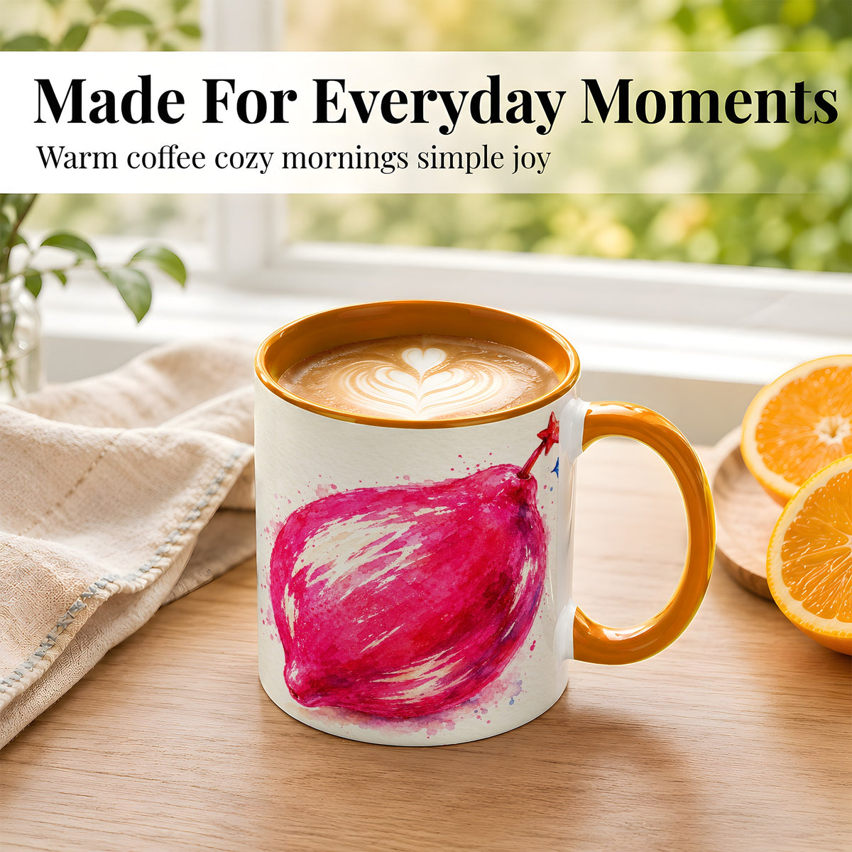 #pl[11oz|Orange] Pink Shooting Star Coffee Mug, Watercolor Celestial Mug, Ceramic Cup