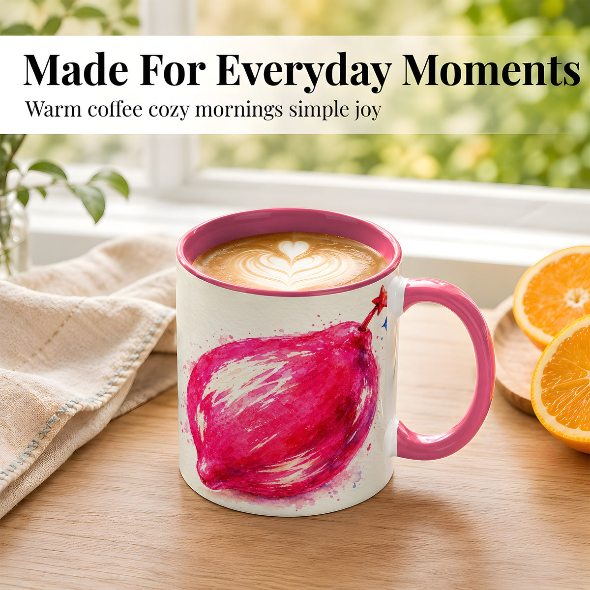 #pl[11oz|Pink] Pink Shooting Star Coffee Mug, Watercolor Celestial Mug, Ceramic Cup