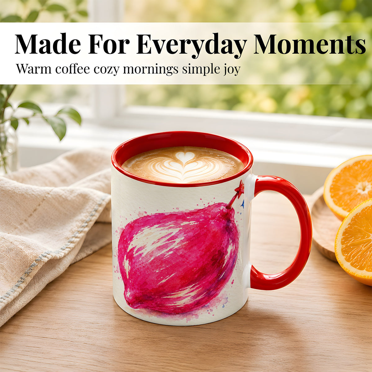 #pl[11oz|Red] Pink Shooting Star Coffee Mug, Watercolor Celestial Mug, Ceramic Cup