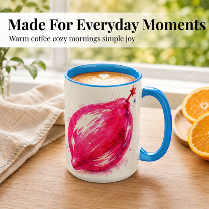 #pl[15oz|Blue] Pink Shooting Star Coffee Mug, Watercolor Celestial Mug, Ceramic Cup