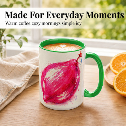 #pl[15oz|Green] Pink Shooting Star Coffee Mug, Watercolor Celestial Mug, Ceramic Cup