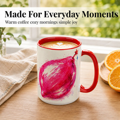 #pl[15oz|Red] Pink Shooting Star Coffee Mug, Watercolor Celestial Mug, Ceramic Cup