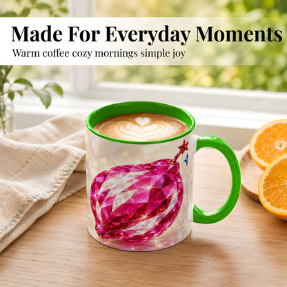 #pl[11oz|Green] Pink Crystal Pepper Coffee Mug, Ruby Gemstone Mug, Ceramic Cup
