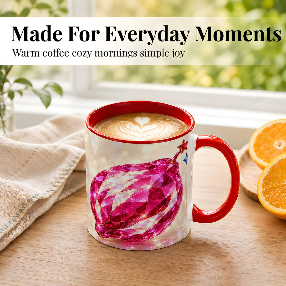 #pl[11oz|Red] Pink Crystal Pepper Coffee Mug, Ruby Gemstone Mug, Ceramic Cup