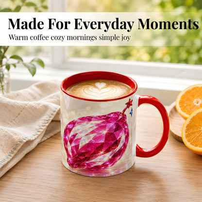 #pl[11oz|Red] Pink Crystal Pepper Coffee Mug, Ruby Gemstone Mug, Ceramic Cup